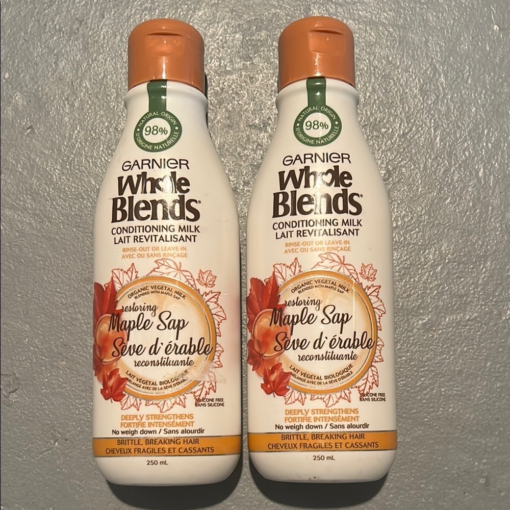 NEW bundle of two Garnier Whole Blends Maple Sap Conditioning Milk leave in